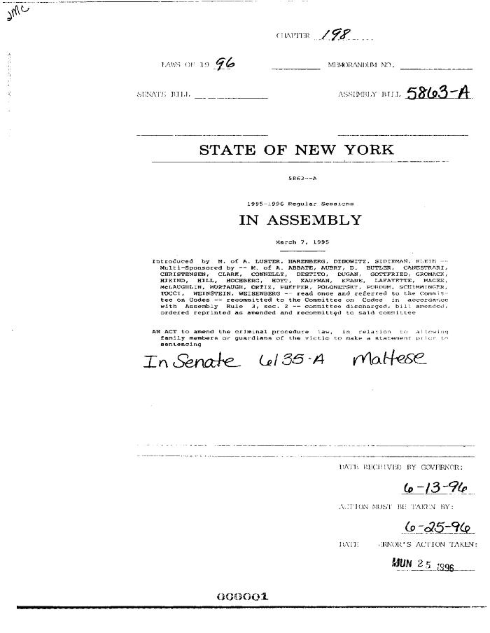 NYS Bill and Veto Jackets: 1996, Chapter 198
