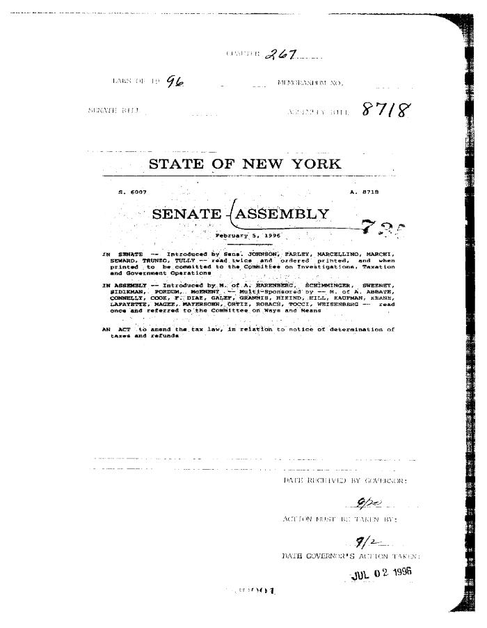 NYS Bill and Veto Jackets: 1996, Chapter 267