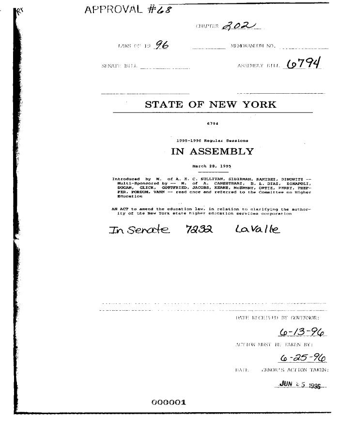 NYS Bill and Veto Jackets: 1996, Chapter 202