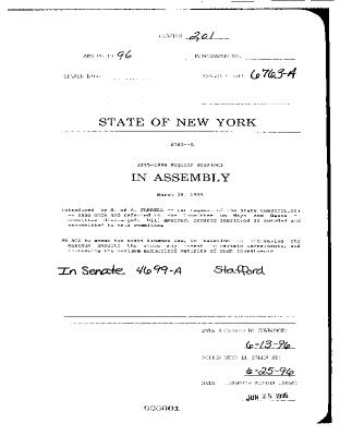 NYS Bill and Veto Jackets: 1996, Chapter 201