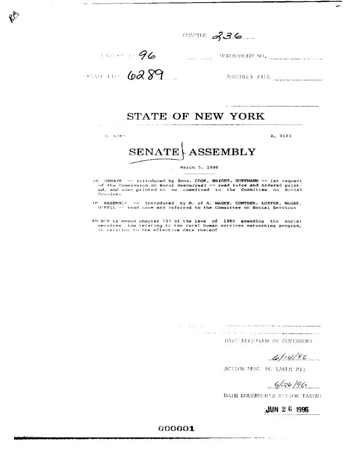 NYS Bill and Veto Jackets: 1996, Chapter 236