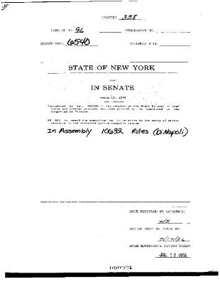 NYS Bill and Veto Jackets: 1996, Chapter 338