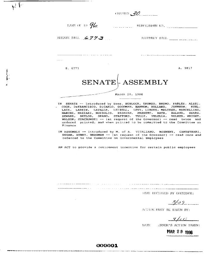 NYS Bill and Veto Jackets: 1996, Chapter 30