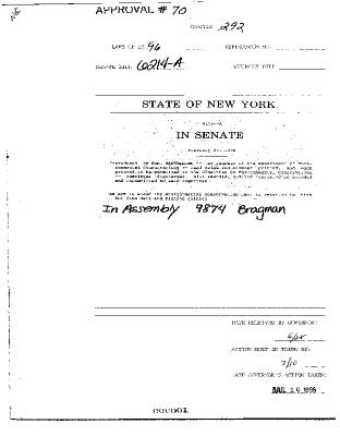 NYS Bill and Veto Jackets: 1996, Chapter 292
