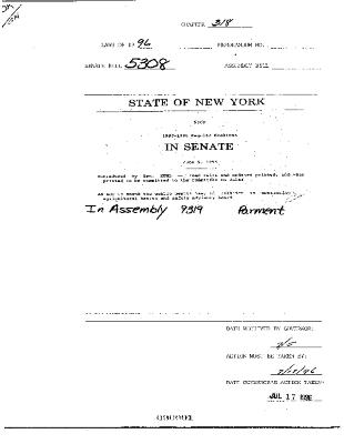 NYS Bill and Veto Jackets: 1996, Chapter 318