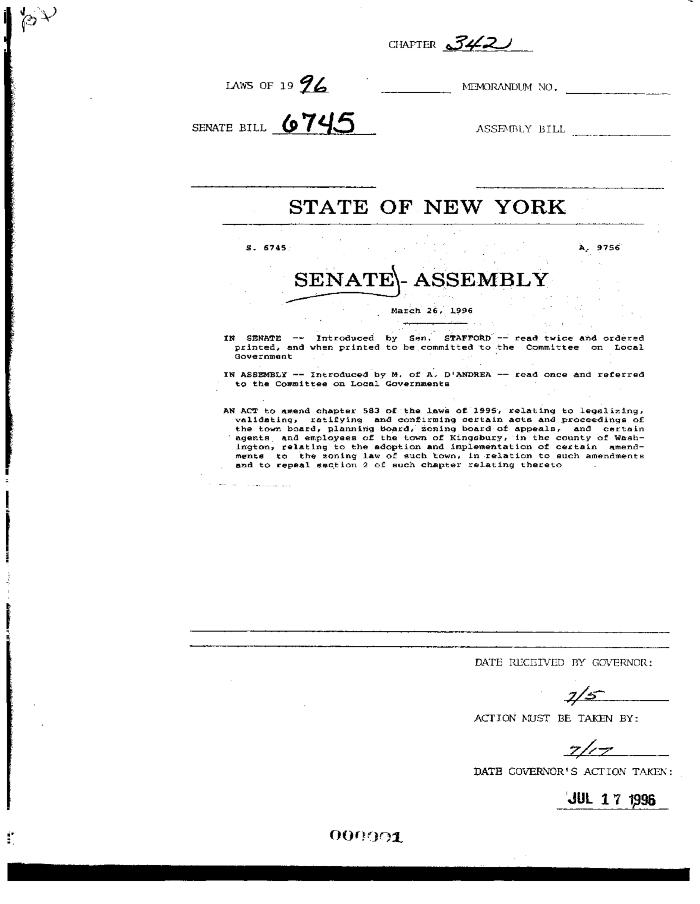 NYS Bill and Veto Jackets: 1996, Chapter 342