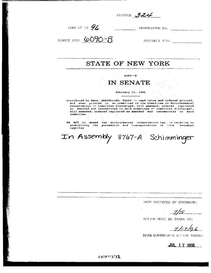 NYS Bill and Veto Jackets: 1996, Chapter 324