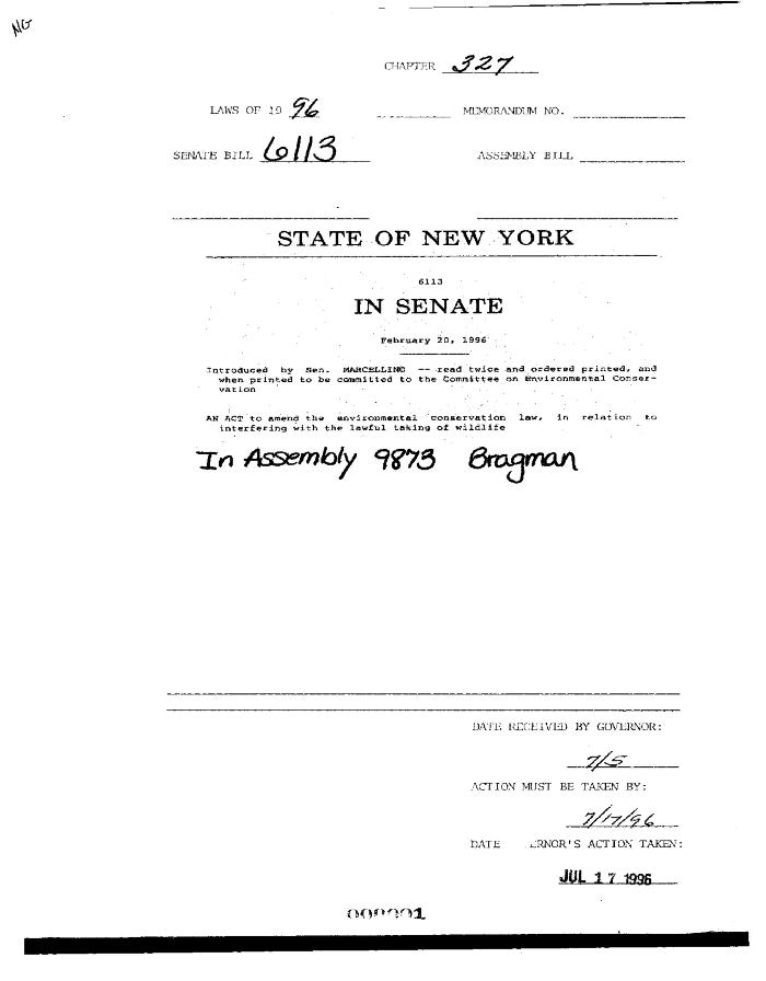 NYS Bill and Veto Jackets: 1996, Chapter 327