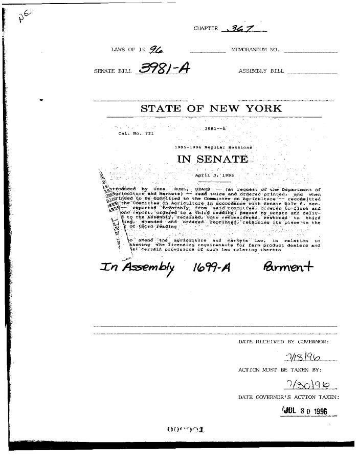 NYS Bill and Veto Jackets: 1996, Chapter 367