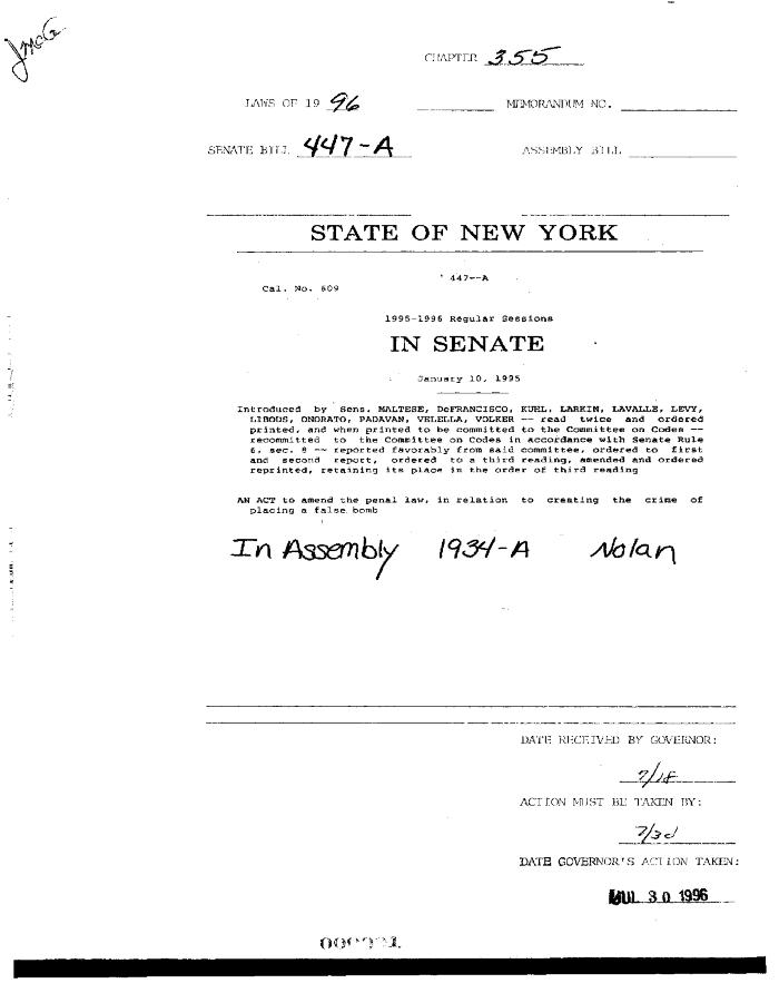 NYS Bill and Veto Jackets: 1996, Chapter 355