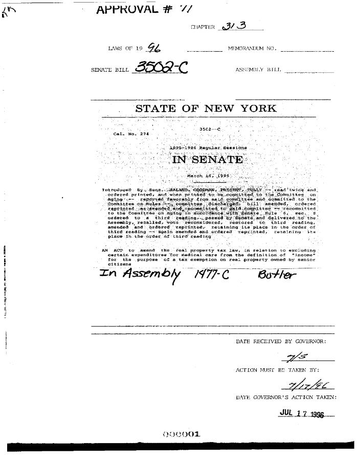 NYS Bill and Veto Jackets: 1996, Chapter 313