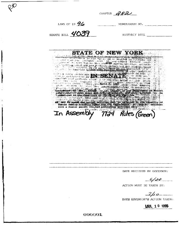 NYS Bill and Veto Jackets: 1996, Chapter 282