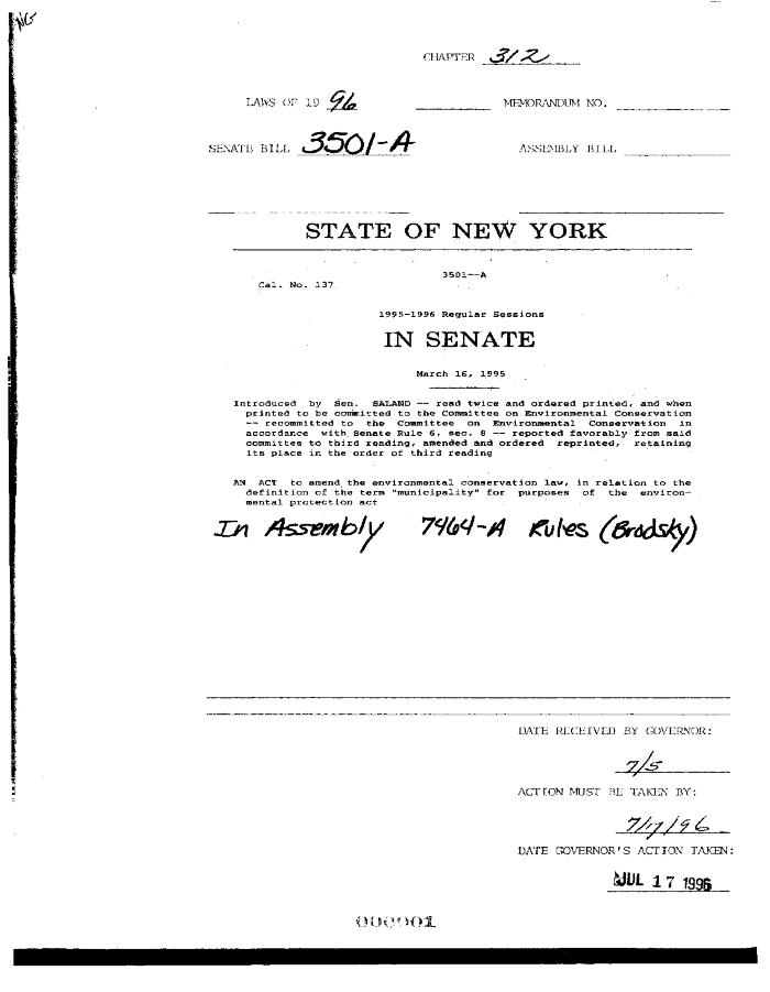 NYS Bill and Veto Jackets: 1996, Chapter 312