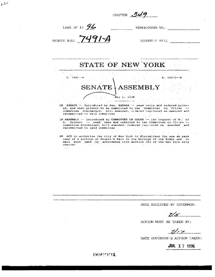 NYS Bill and Veto Jackets: 1996, Chapter 349