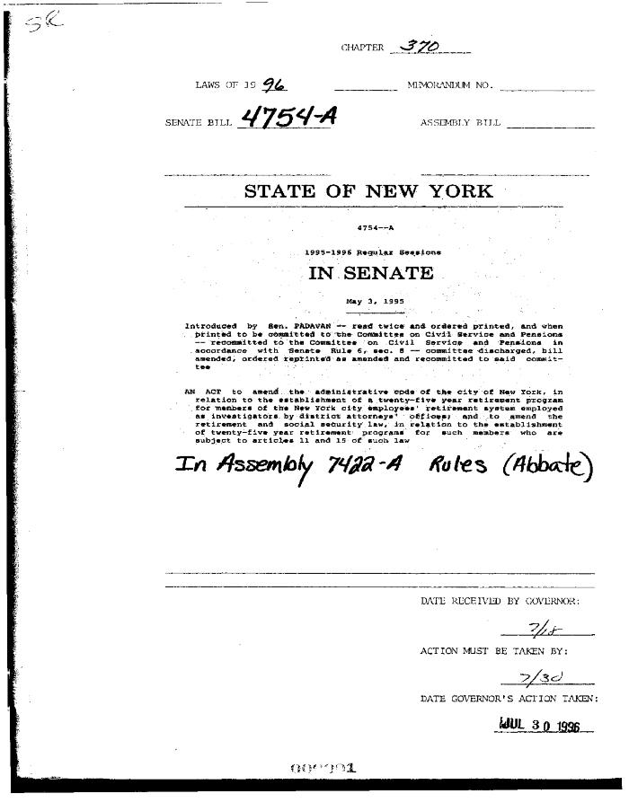 NYS Bill and Veto Jackets: 1996, Chapter 370