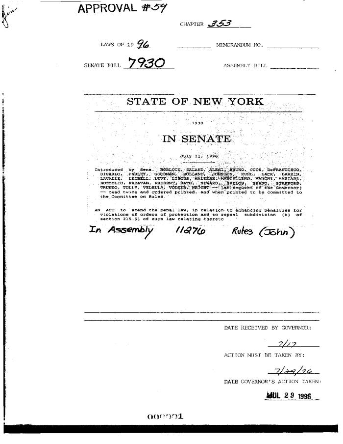 NYS Bill and Veto Jackets: 1996, Chapter 353
