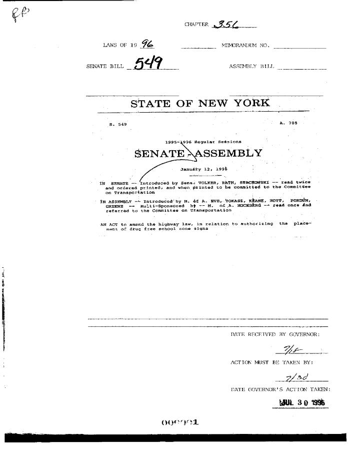 NYS Bill and Veto Jackets: 1996, Chapter 356