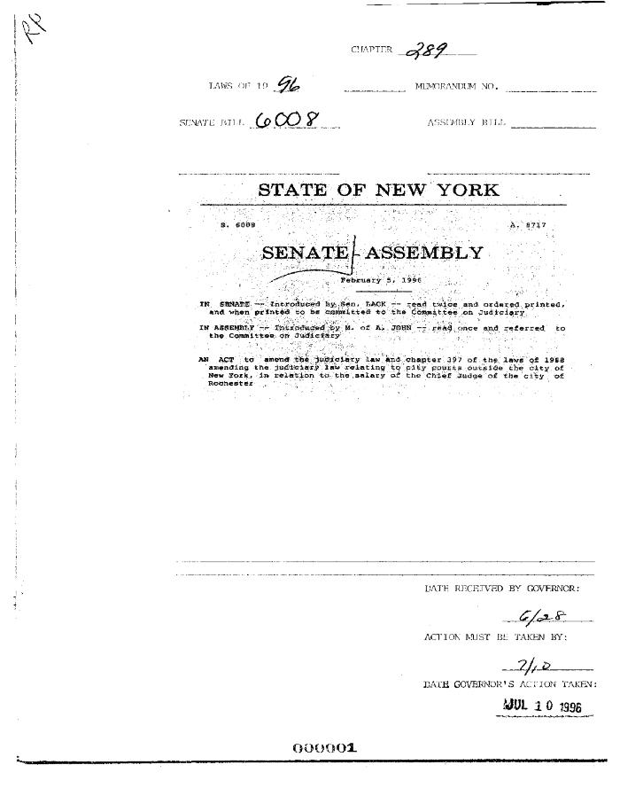 NYS Bill and Veto Jackets: 1996, Chapter 289