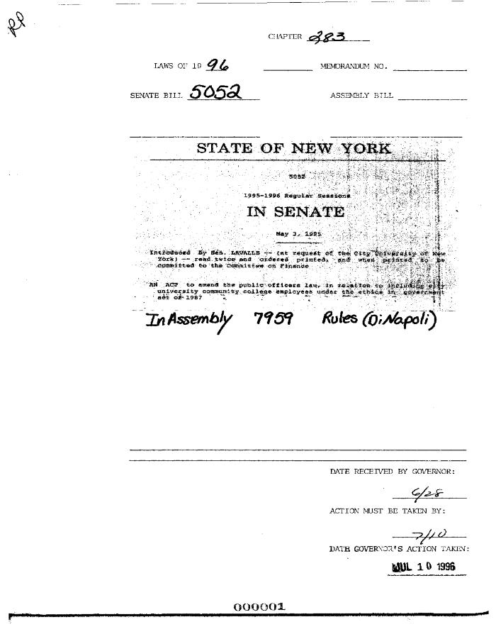 NYS Bill and Veto Jackets: 1996, Chapter 283