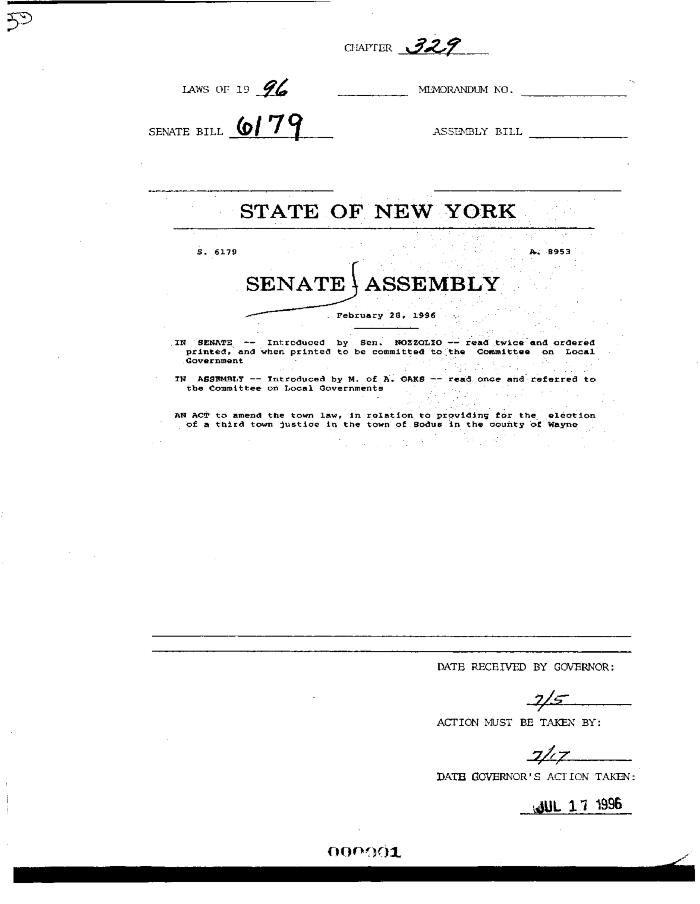 NYS Bill and Veto Jackets: 1996, Chapter 329