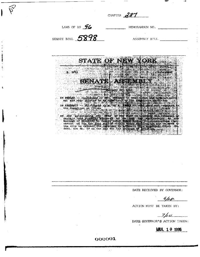 NYS Bill and Veto Jackets: 1996, Chapter 287