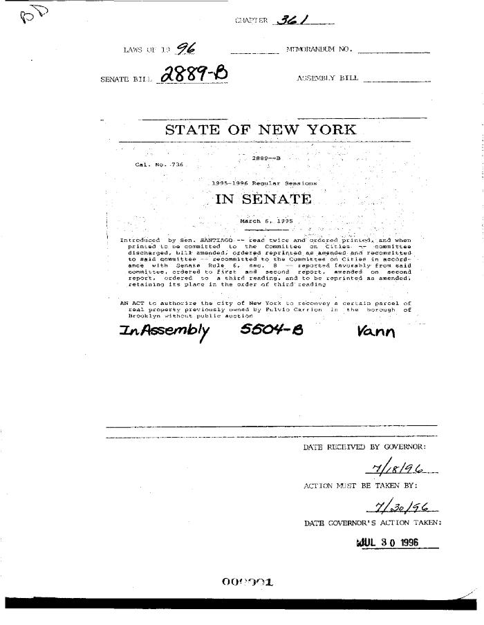 NYS Bill and Veto Jackets: 1996, Chapter 361