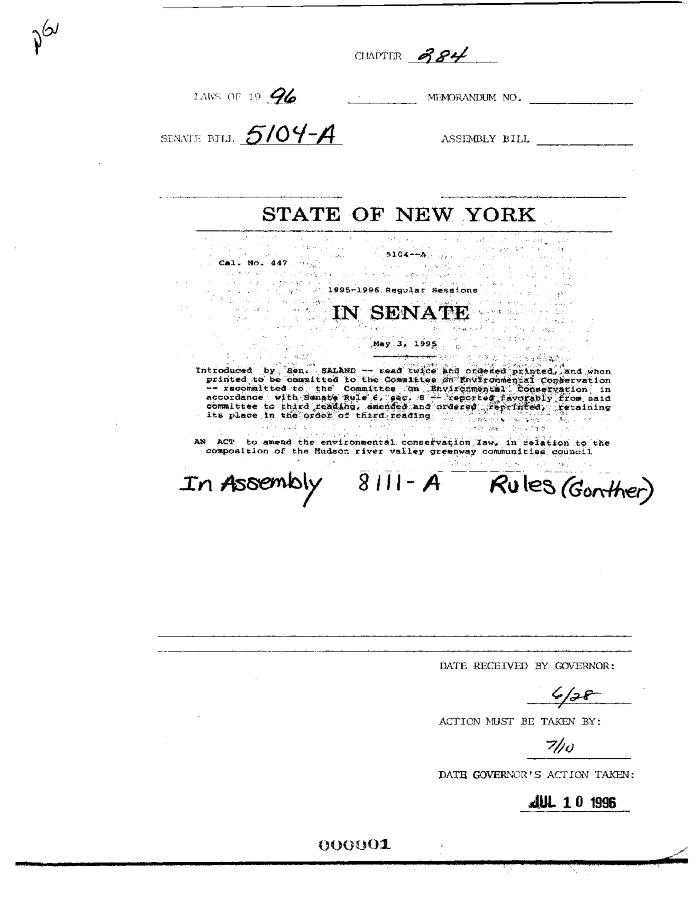 NYS Bill and Veto Jackets: 1996, Chapter 284
