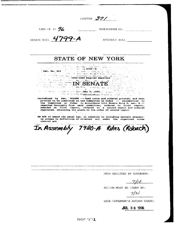 NYS Bill and Veto Jackets: 1996, Chapter 371