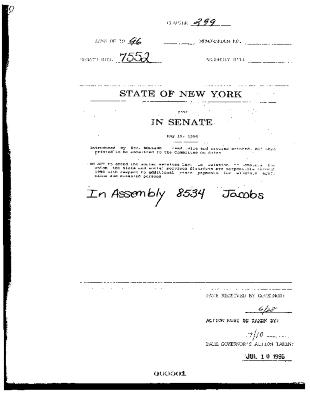 NYS Bill and Veto Jackets: 1996, Chapter 299