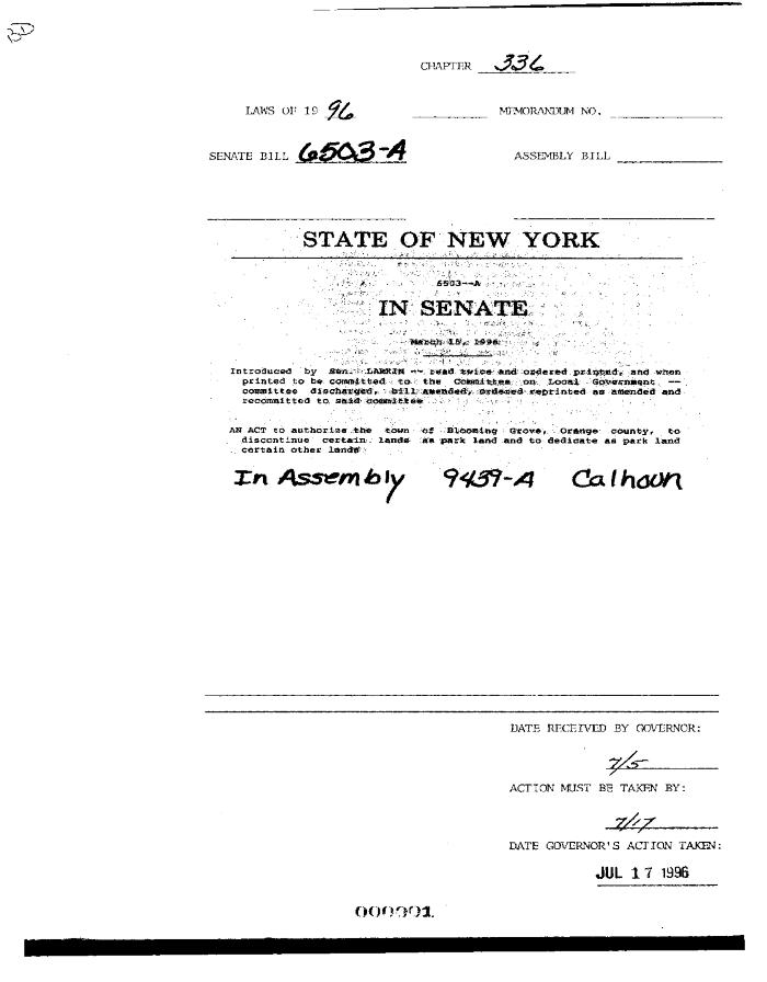 NYS Bill and Veto Jackets: 1996, Chapter 336