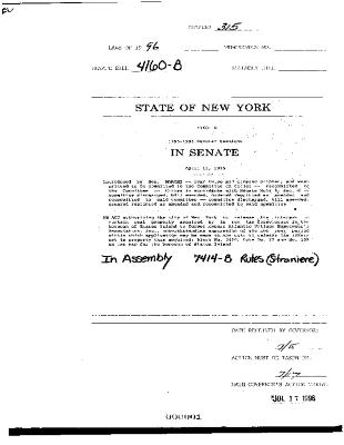 NYS Bill and Veto Jackets: 1996, Chapter 315