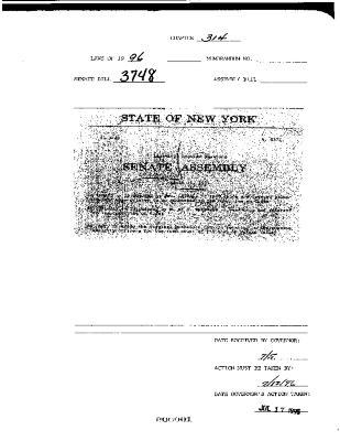 NYS Bill and Veto Jackets: 1996, Chapter 314