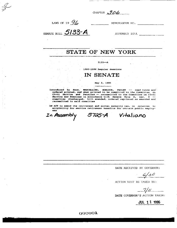 NYS Bill and Veto Jackets: 1996, Chapter 306