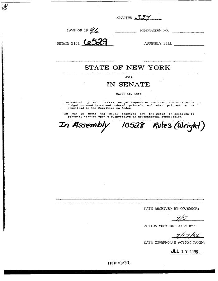 NYS Bill and Veto Jackets: 1996, Chapter 337