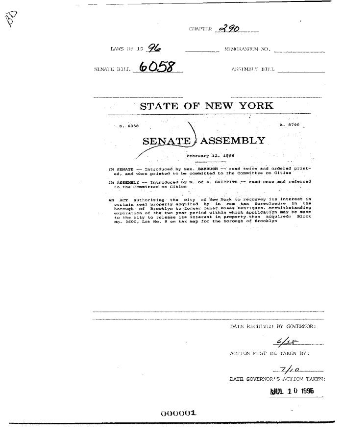 NYS Bill and Veto Jackets: 1996, Chapter 290