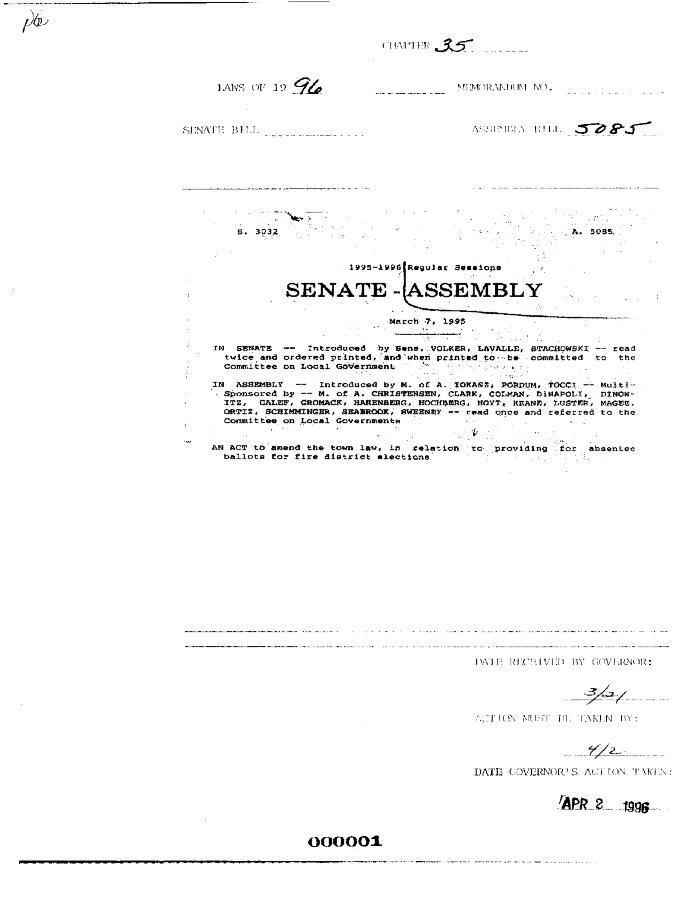 NYS Bill and Veto Jackets: 1996, Chapter 35