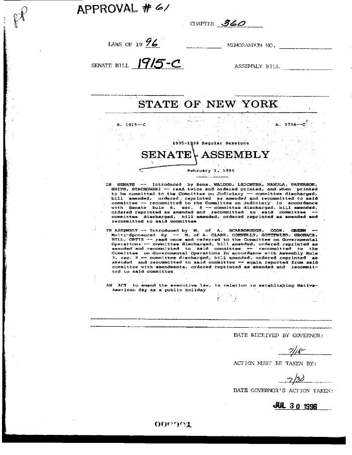NYS Bill and Veto Jackets: 1996, Chapter 360