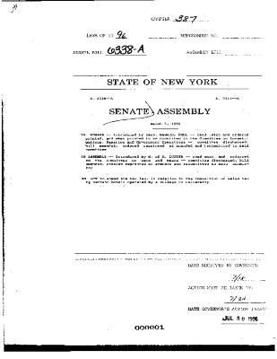 NYS Bill and Veto Jackets: 1996, Chapter 387