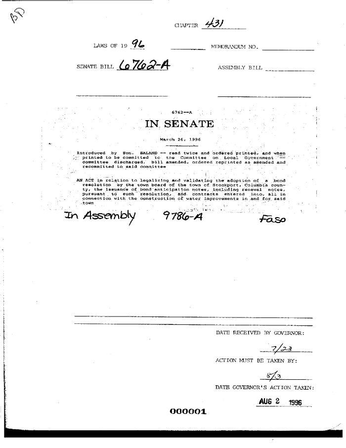 NYS Bill and Veto Jackets: 1996, Chapter 431