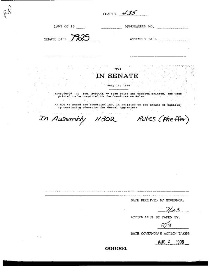 NYS Bill and Veto Jackets: 1996, Chapter 435
