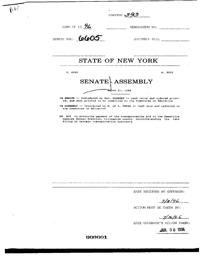 NYS Bill and Veto Jackets: 1996, Chapter 393