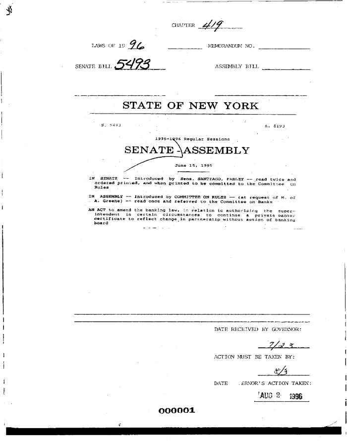 NYS Bill and Veto Jackets: 1996, Chapter 419