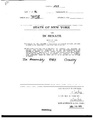 NYS Bill and Veto Jackets: 1996, Chapter 399