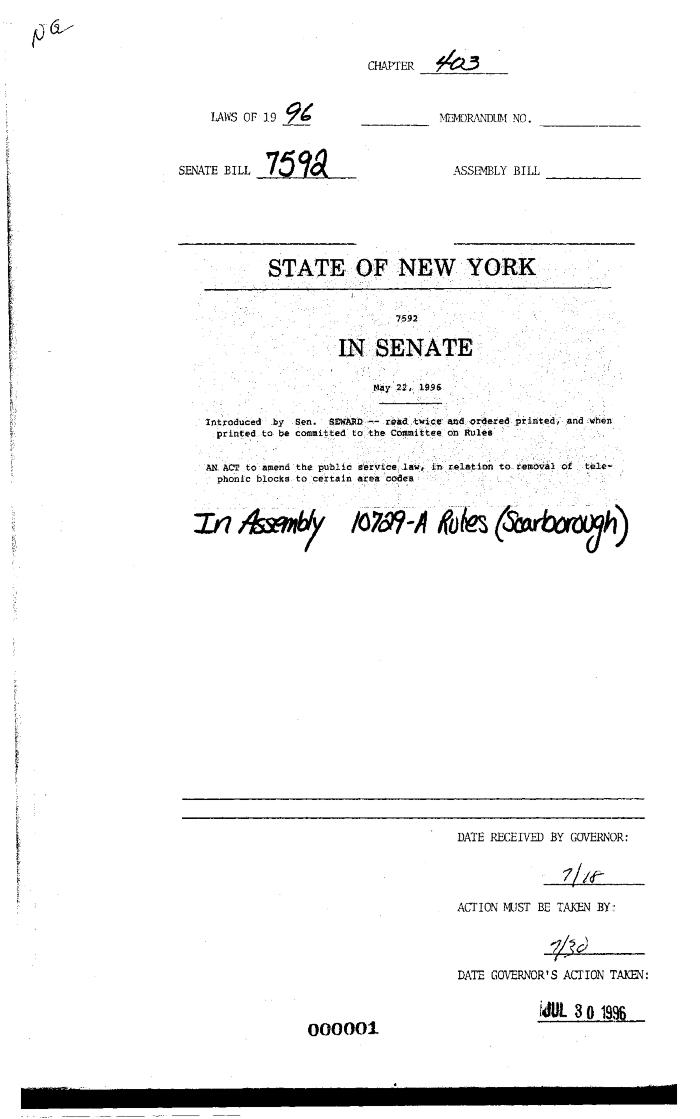 NYS Bill and Veto Jackets: 1996, Chapter 403