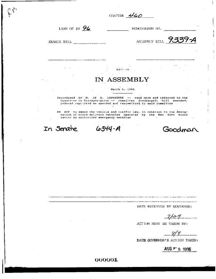 NYS Bill and Veto Jackets: 1996, Chapter 460