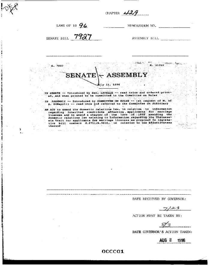 NYS Bill and Veto Jackets: 1996, Chapter 429