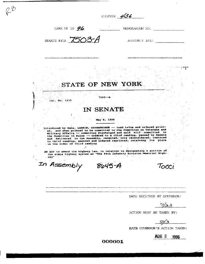 NYS Bill and Veto Jackets: 1996, Chapter 436
