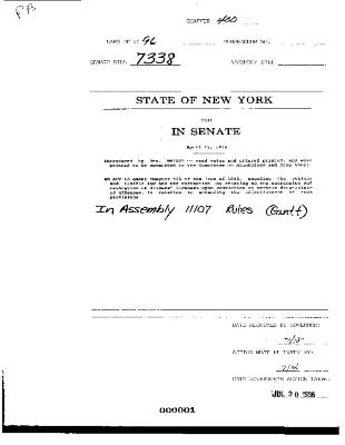 NYS Bill and Veto Jackets: 1996, Chapter 400