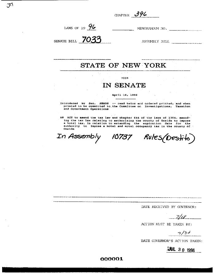 NYS Bill and Veto Jackets: 1996, Chapter 396