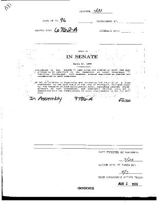 NYS Bill and Veto Jackets: 1996, Chapter 431
